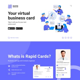 Screenshot of the Rapid Business Cards app website